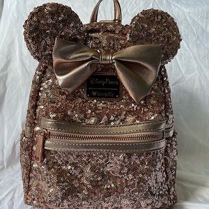 Rose Gold Minnie Mouse Backpack - Disney Parks x Loungefly
